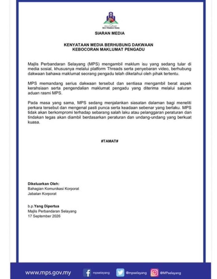 MPS Siasat Dakwaan Maklumat Pengadu Bocor, Tegaskan Tidak Akan Berkompromi 2 selayang