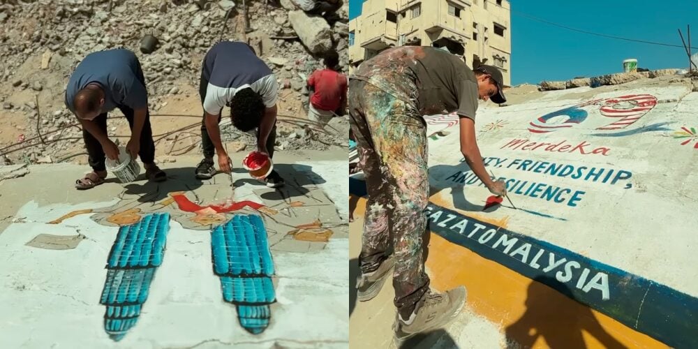 Lukis Jalur Gemilang Atas Runtuhan, Gaza Hantar Ucapan Hari Kebangsaan Buat Malaysia