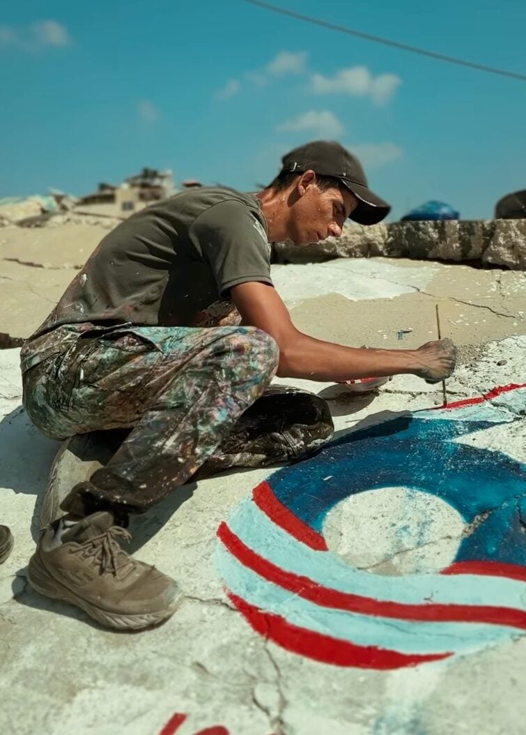 Lukis Jalur Gemilang Atas Runtuhan, Gaza Hantar Ucapan Hari Kebangsaan Buat Malaysia