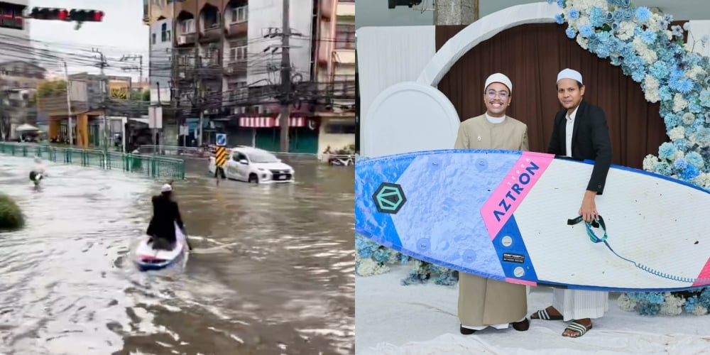 'Rushing' Ke Majlis Nikah, Pemuda Ini Minta Izin Polis Langgar Lampu Merah Waktu Banjir Di Bangkok