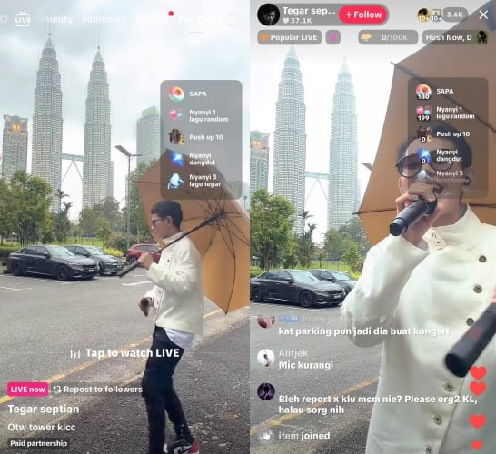 Buat Sesi 'Busking' Tepi Jalan KLCC, Tindakan Penyanyi Indonesia Ini Ditegur Warganet 2 Buat Sesi 'Busking' Tepi Jalan KLCC, Tindakan Penyanyi Indonesia Ini Ditegur Warganet